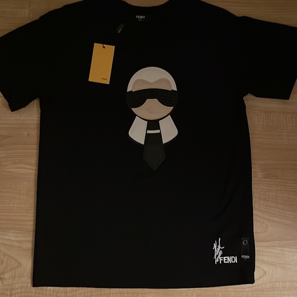 Fendi Black Fendi Black Cotton Karl Loves Fendi Crew Neck T-Shirt - Picture 3 of 7